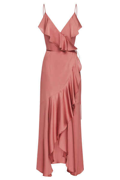 Luxe Bias Frill Wrap Dress | Rose ...